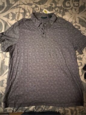 NWT Perry Ellis Men’s Gray Patterned Polo Shirt XXL